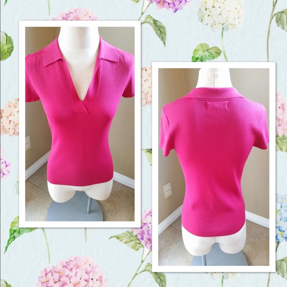 Geoffrey Beene sport magenta pink v-neck top